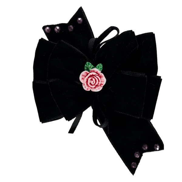 PICCOLA SPERANZA - Rose Ribbon Clip - Black
