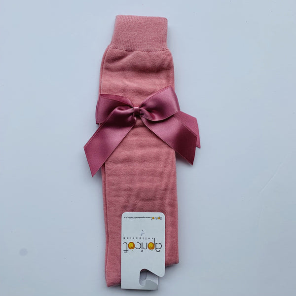 APRICOT - Over Knee High Bow Sock - Dusky Pink
