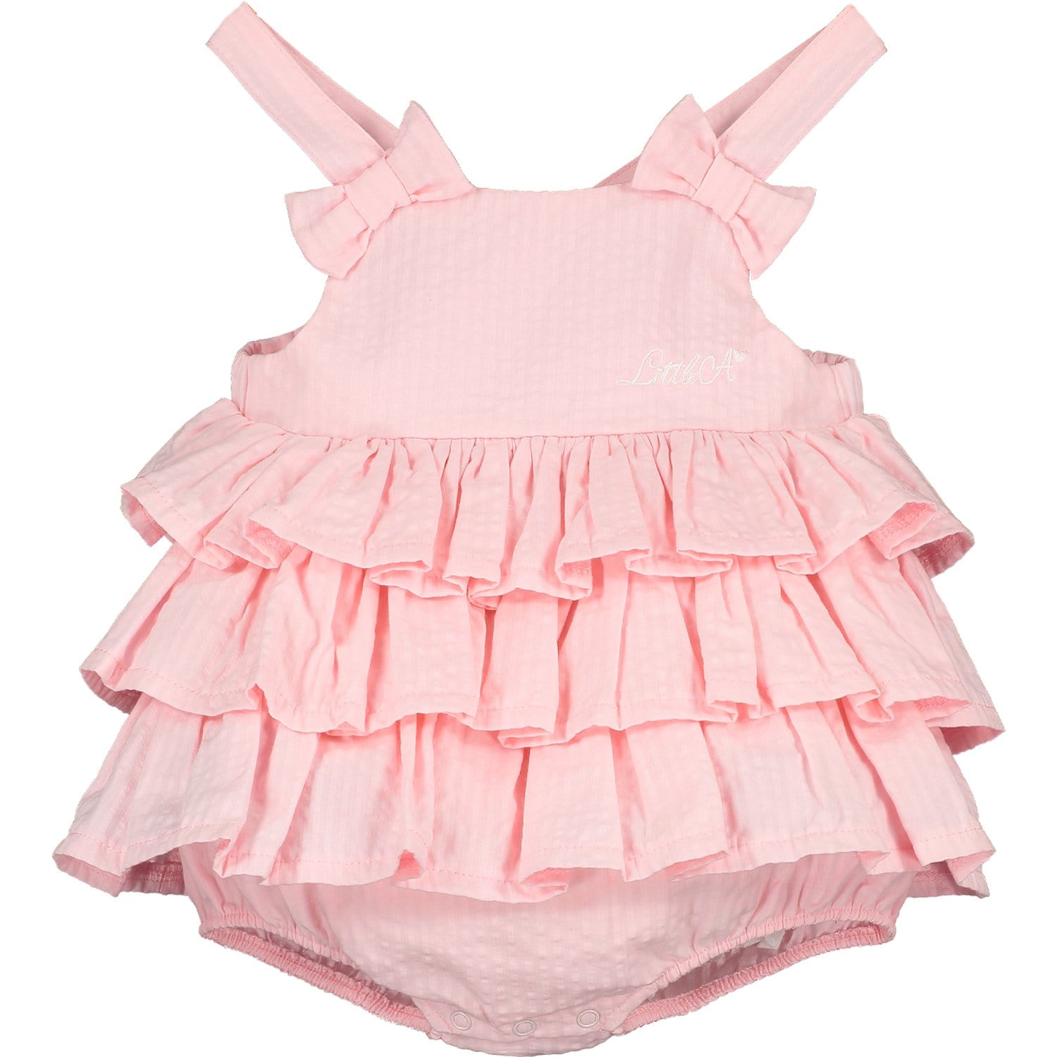 LITTLE A - Dina Seersucker Romper - Pink