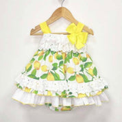 NINI - Baby Lemon Dress & Bonnet - Yellow