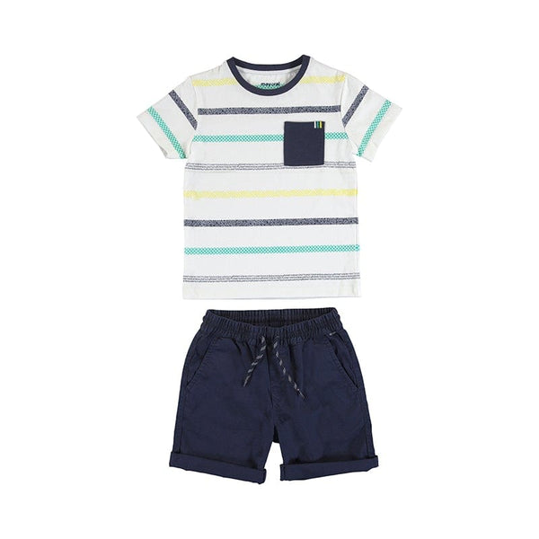 Mayoral - Short & Stripe T Shirt Set - Navy