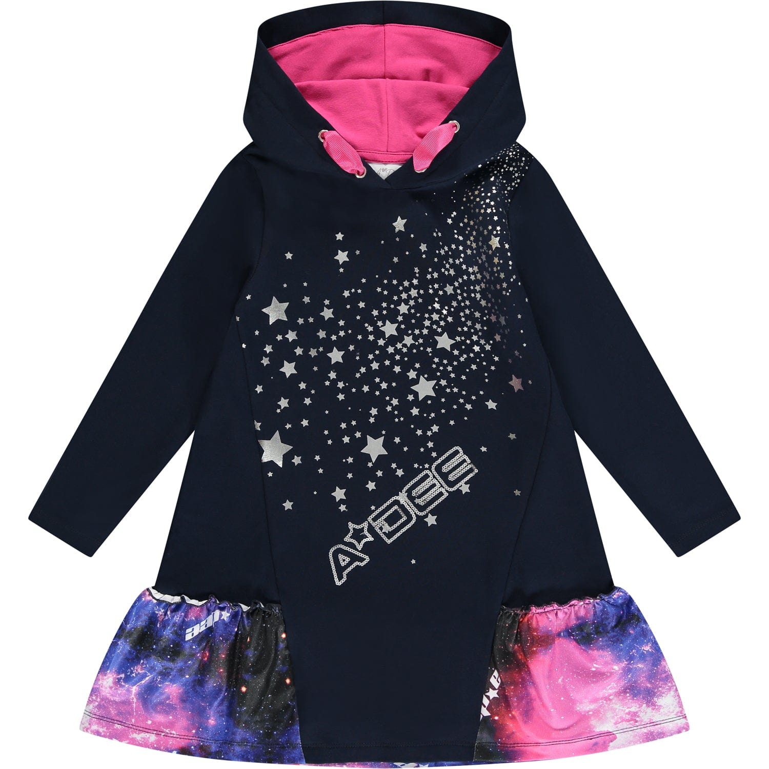 A DEE - Sienna Hoody Star Print Dress - Blue Navy