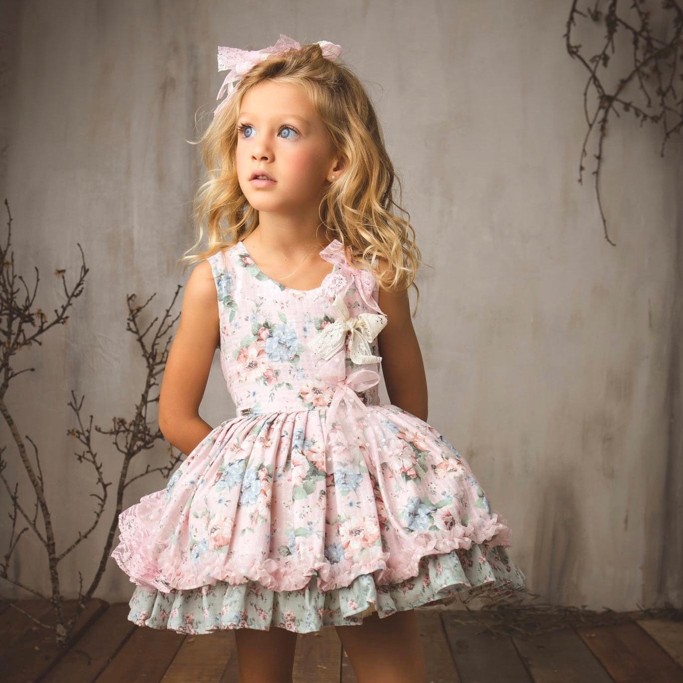 LA AMAPOLA - Garden Puffball Dress - Green main image 1