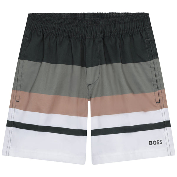 HUGO BOSS -  Stripe Colour Block Swim Short - Green