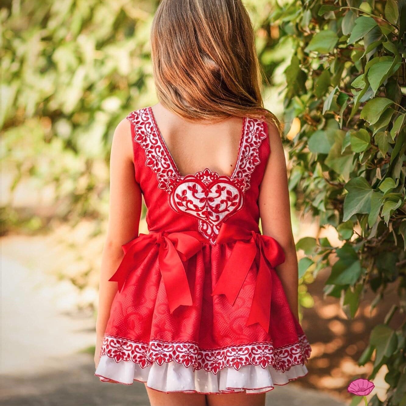 LA AMAPOLA - Dropwaist Luxury Dress - Red