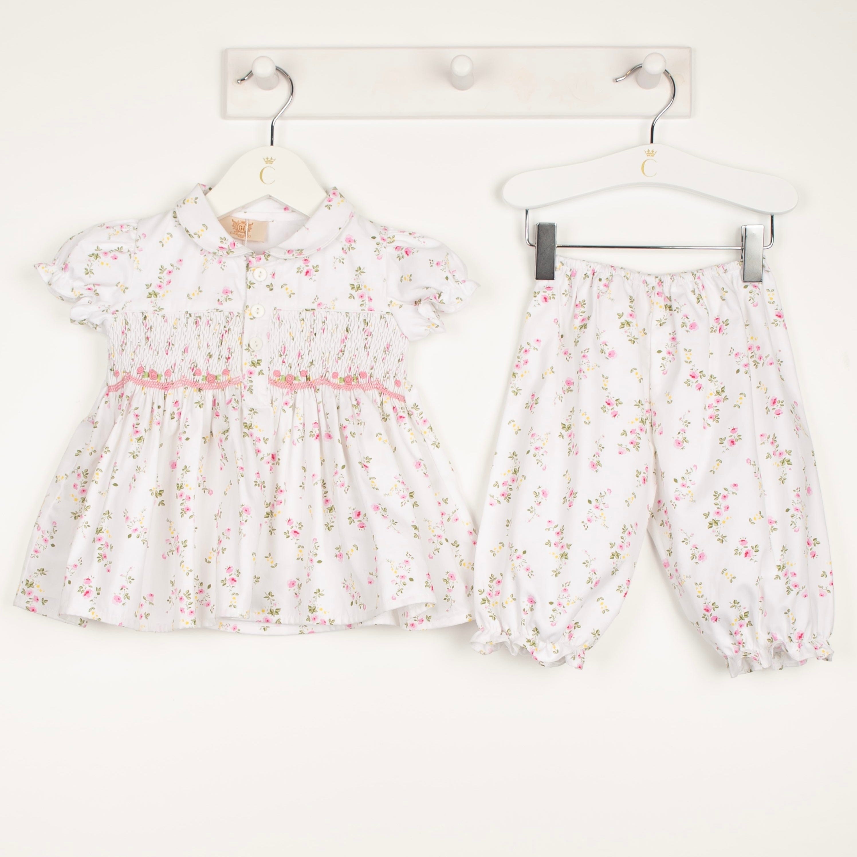 CARAMELO KIDS - Smocked Baby Set - White