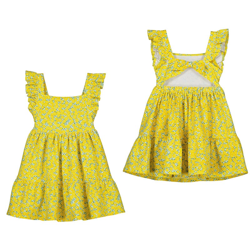 MAYORAL - Cut Out Floral Dress  - Yellow