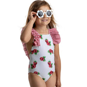 MEIA PATA - Saint Anne Raspberries Print Swimsuit - Crimson