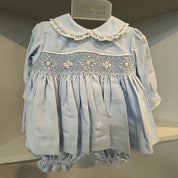 PRETTY ORIGINALS - Smocked Dress Set & Hairband  - Blue