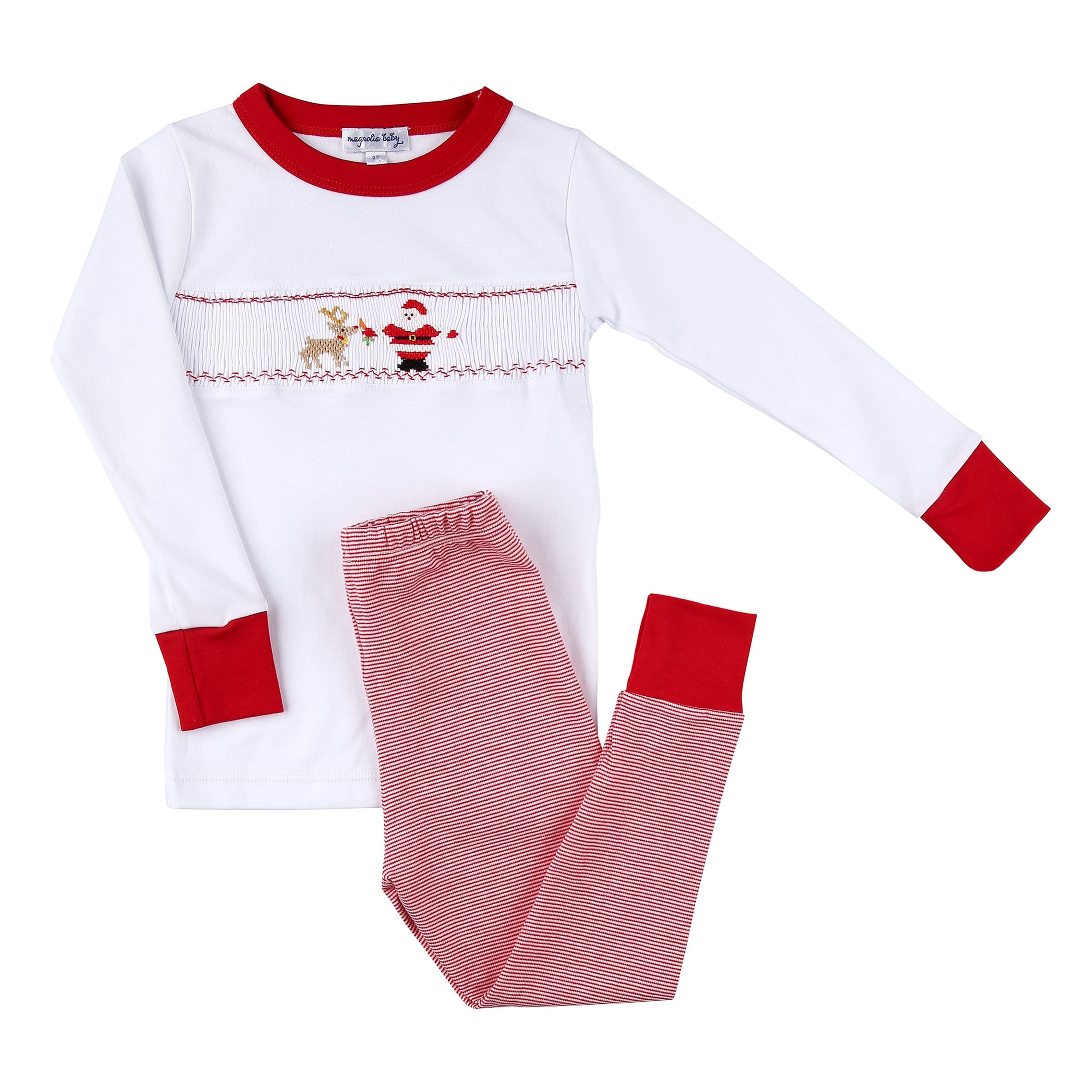 MAGNOLIA BABY - Rudolph And Santa Smocked Pyjamas - Red