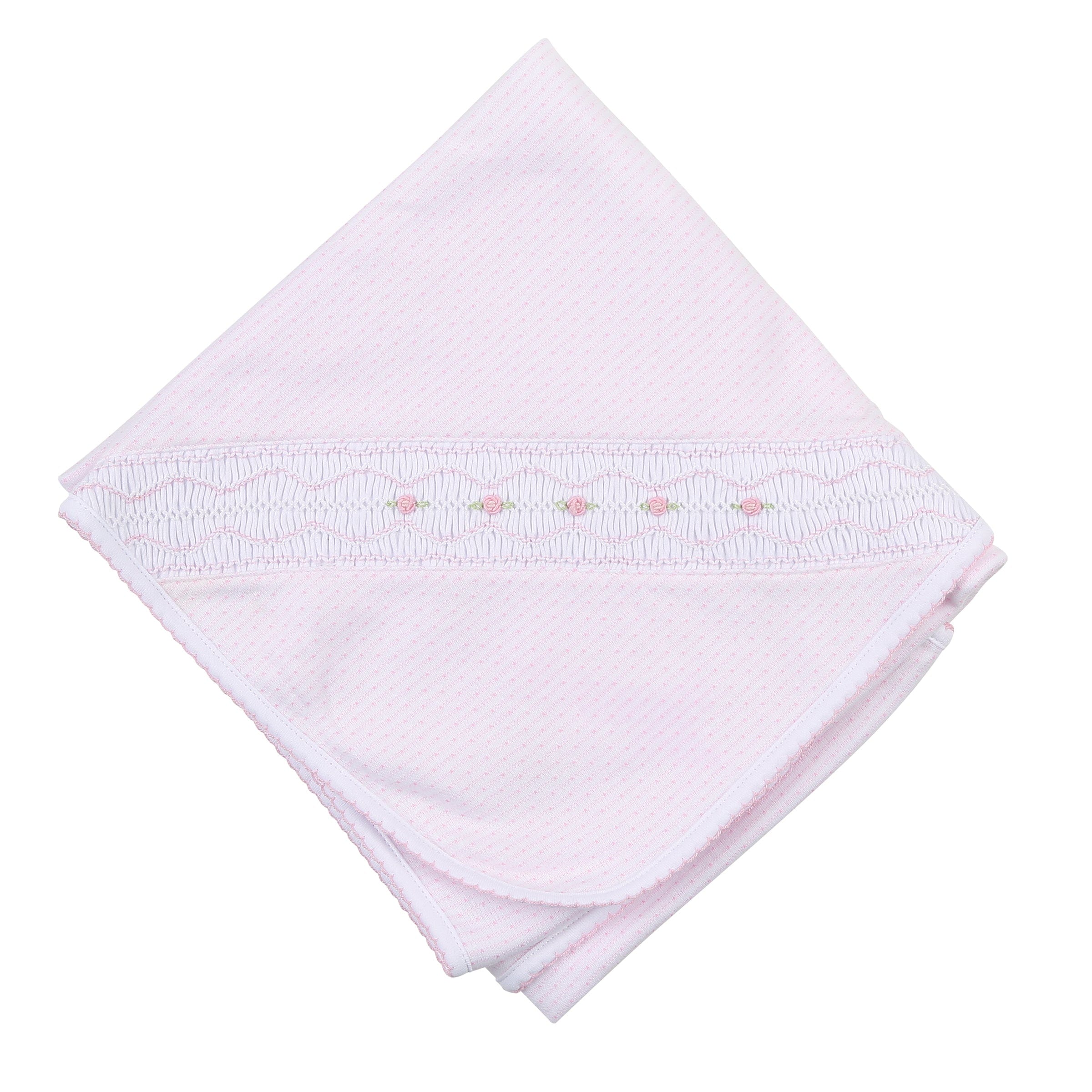 MAGNOLIA BABY - Hazel Smocked Receiving Blanket - Pink