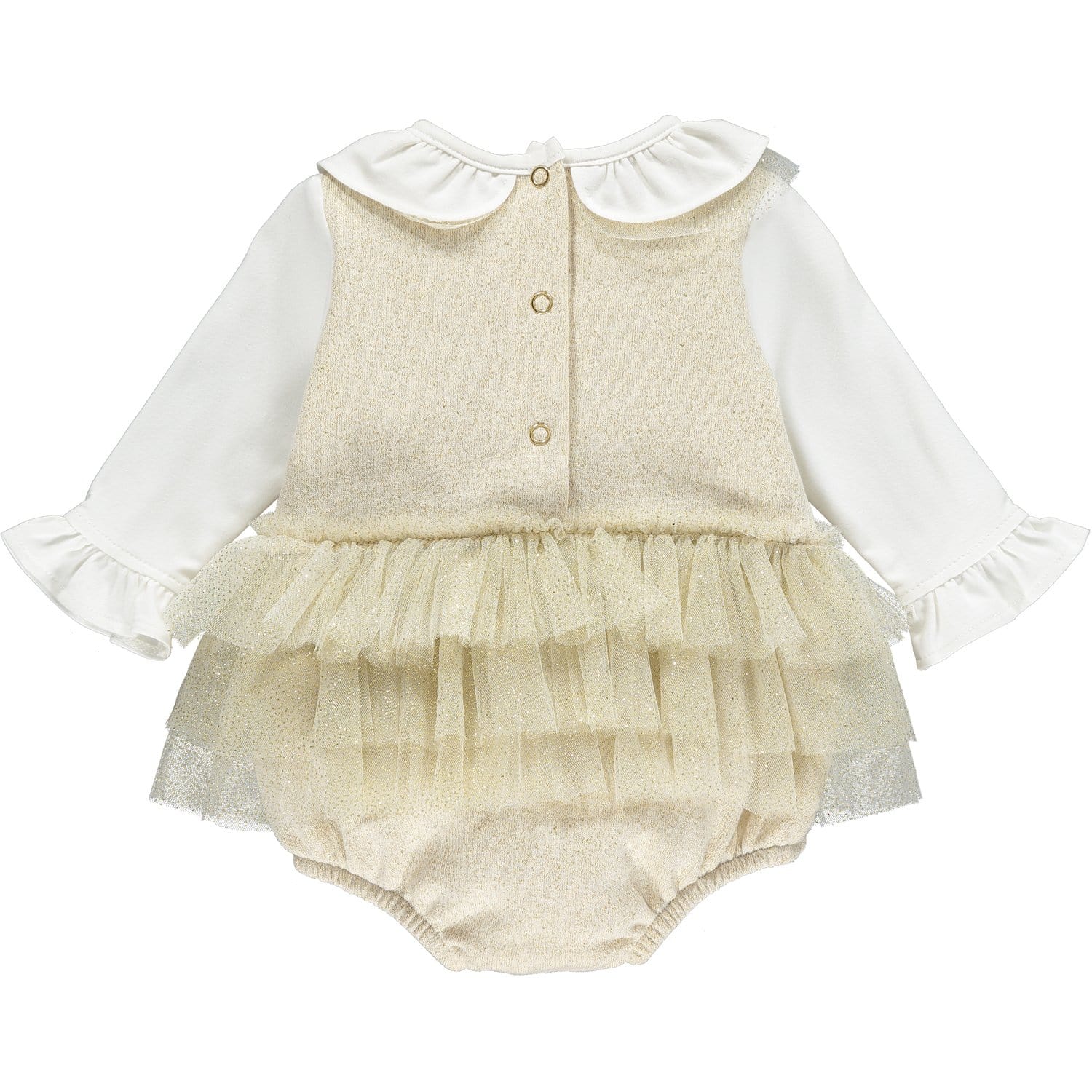 LITTLE A - Frill Sweat Romper - Gold