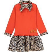 A DEE - Leopard Print Drop Waist Dress - Orange
