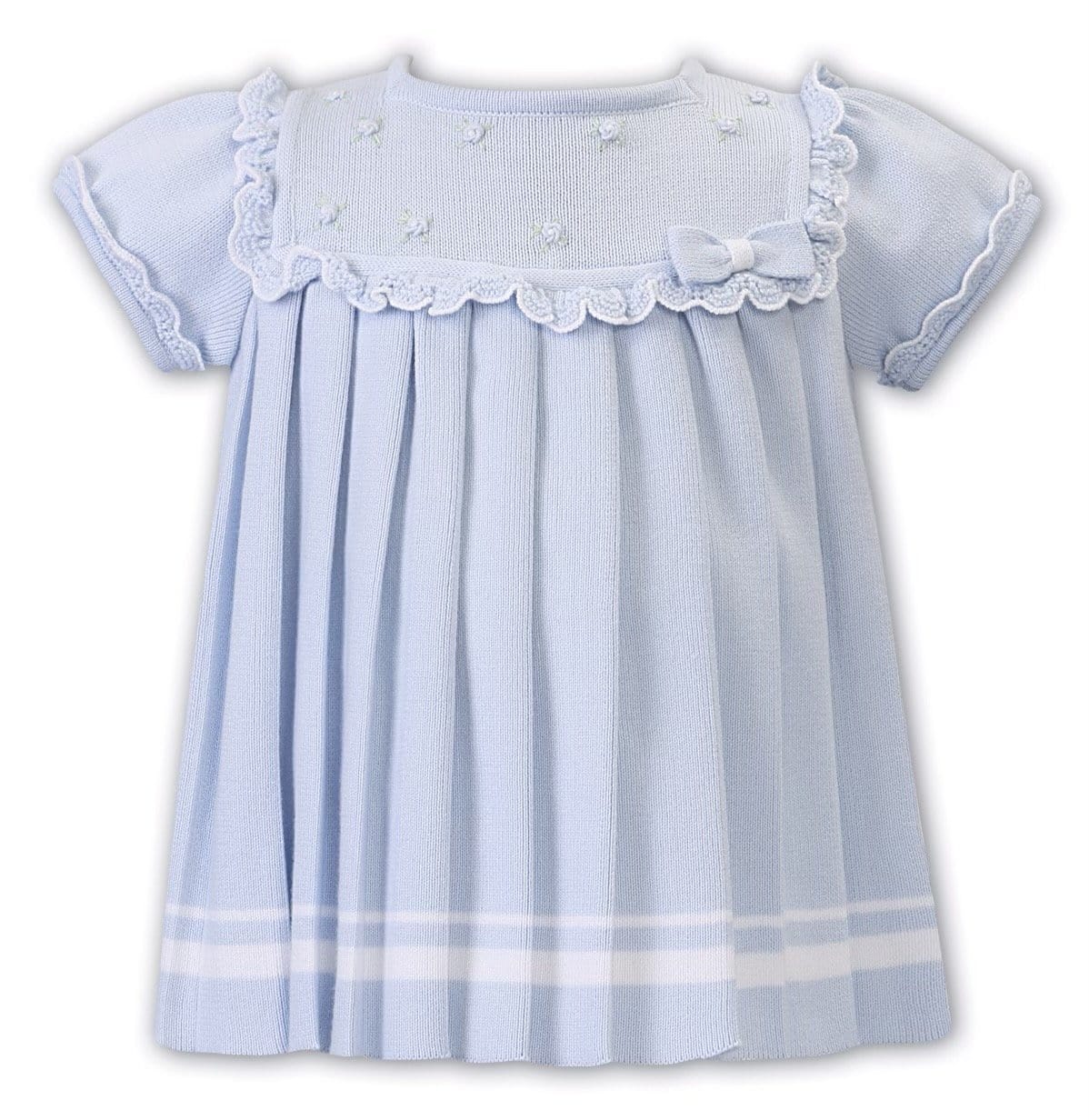 SARAH LOUISE Cotton Knitted Pleated Dress - Blue