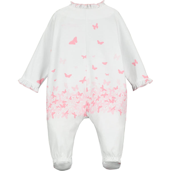LITTLE A - Demi Butterfly Print Baby Grow - White
