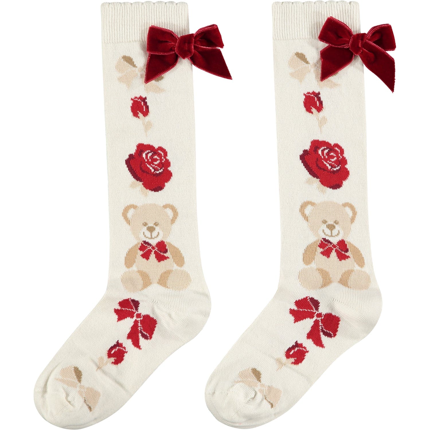 A DEE - Molly Teddy Knee High Socks - Cream