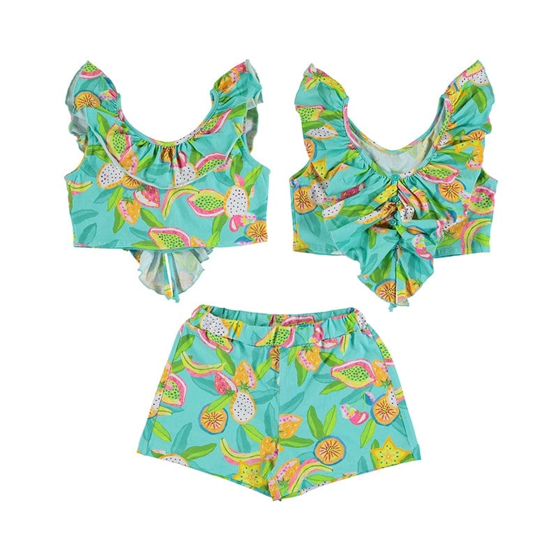 MAYORAL - Printed Fruit Top & Short Set - Turquoise