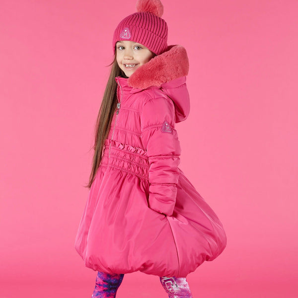 A DEE - Sally Faux Fur Hooded Star Jacket - Pink Glaze