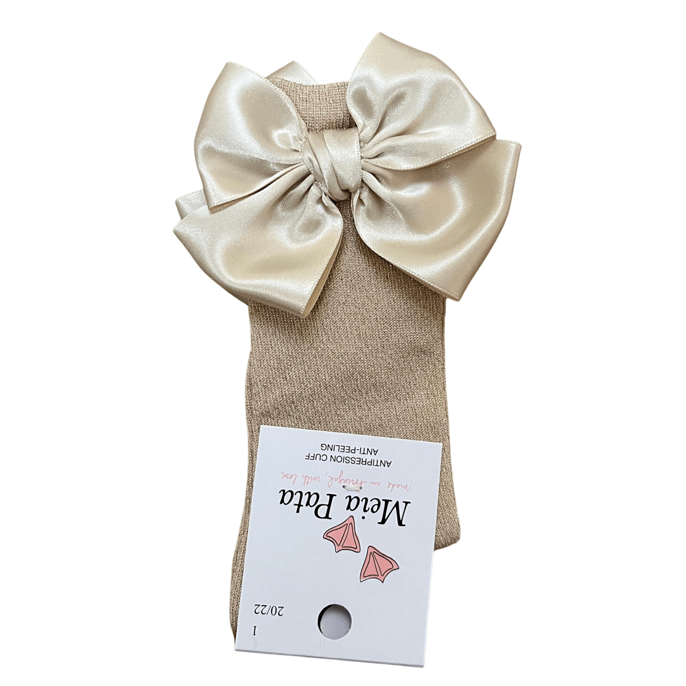 MEIA PATA - Double Bow Satin Sock - Gold