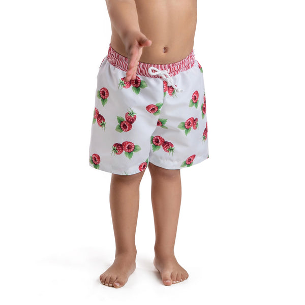 MEIA PATA - Raspberries Print Swim Shorts - Crimson