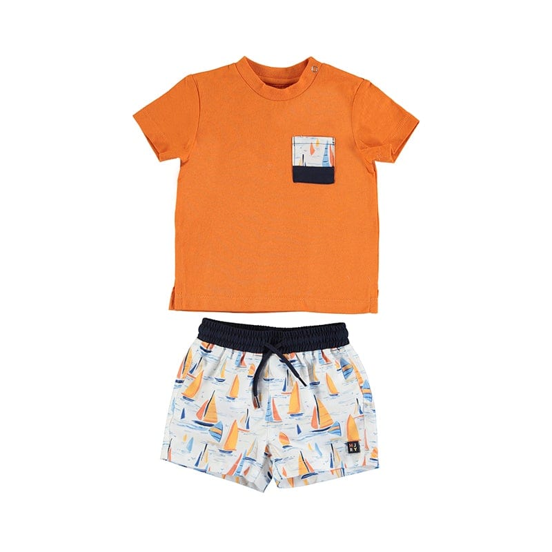Mayoral - Boat Swim Short T Shirt Set - Orange