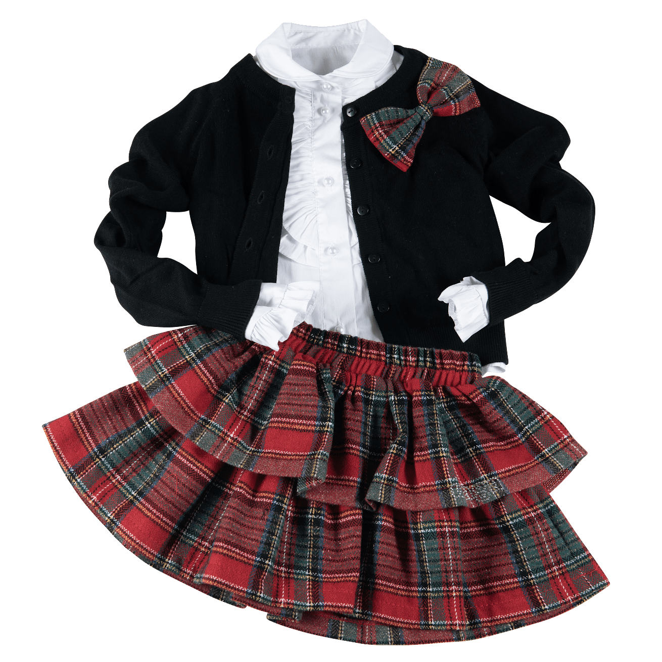 Daga - Waiting For Christmas Three Piece Tartan Skirt Set- Red