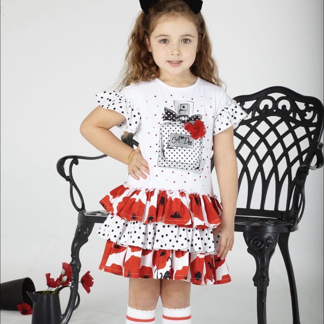 A Dee - Frill Dress - White/Red