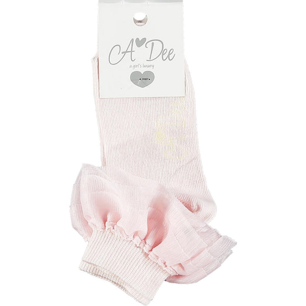 A DEE PINK FRILLY ANKLE SOCKS