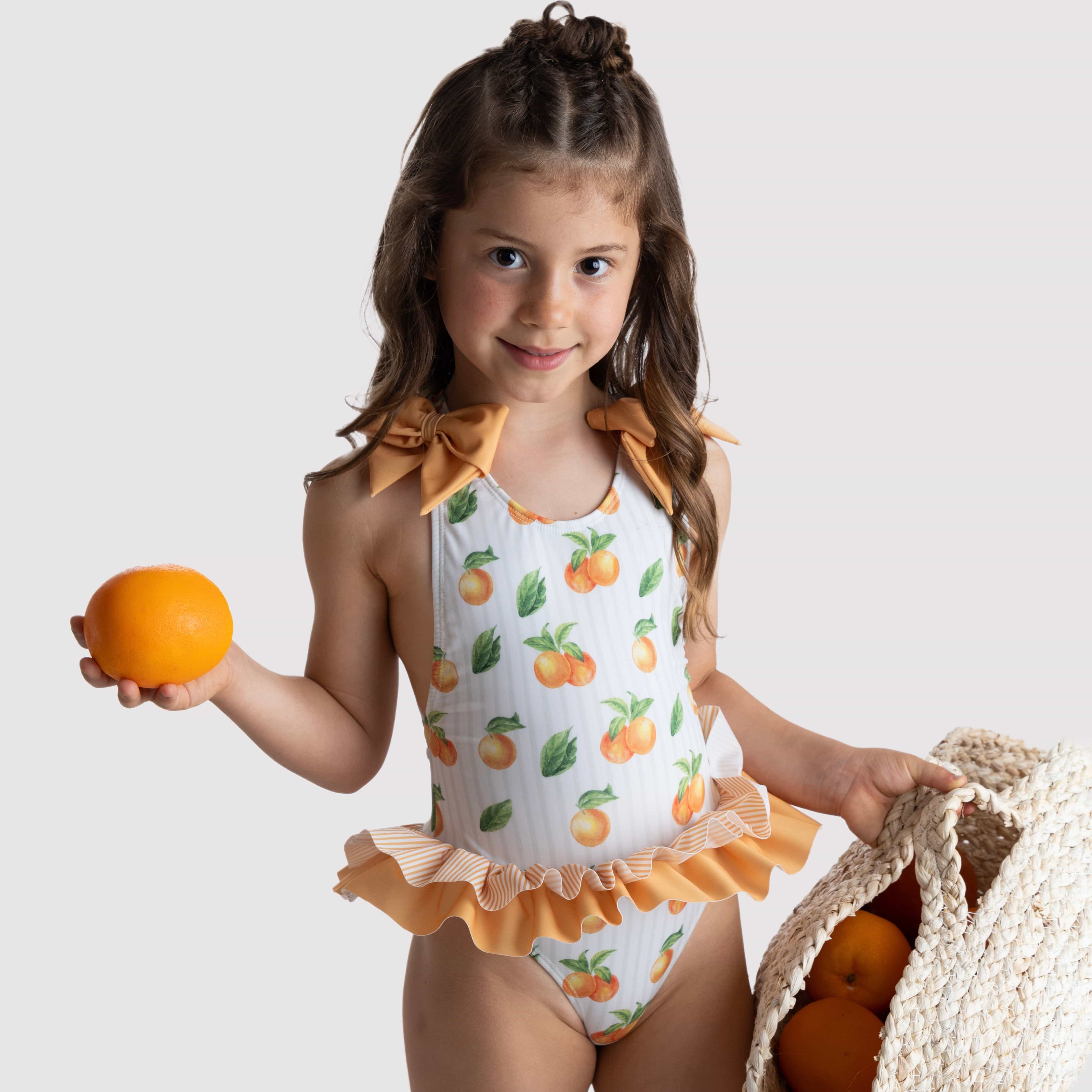 MEIA PATA Provence Oranges Print Swimsuit Orange