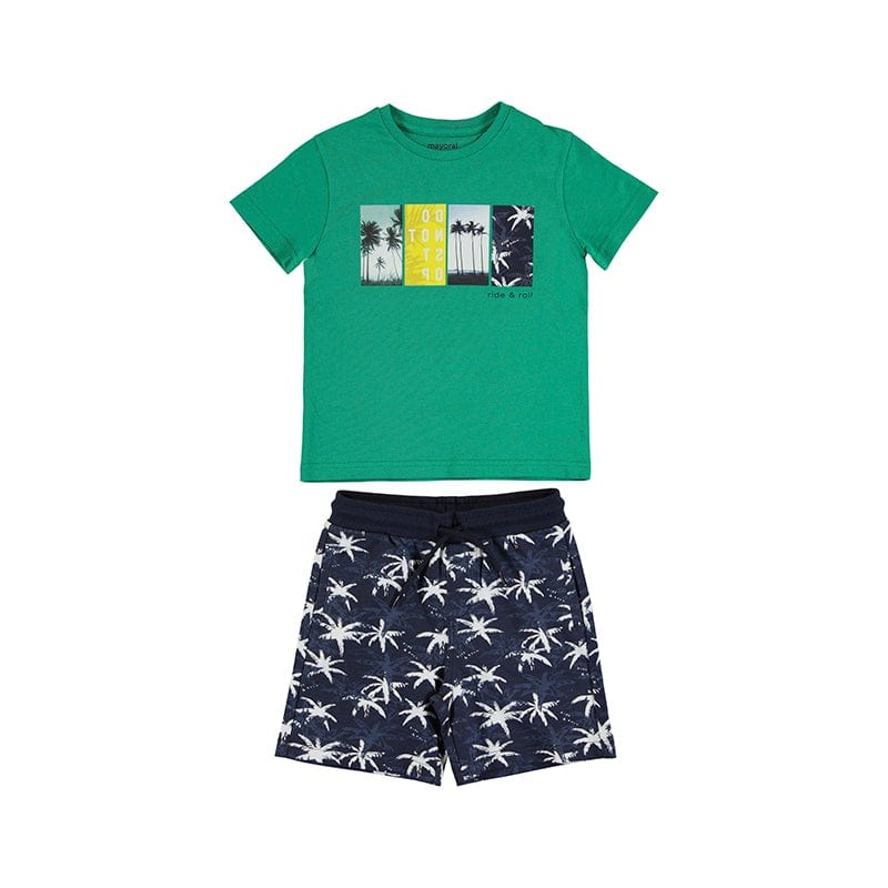 Mayoral - Short & Palm T Shirt Set - Green