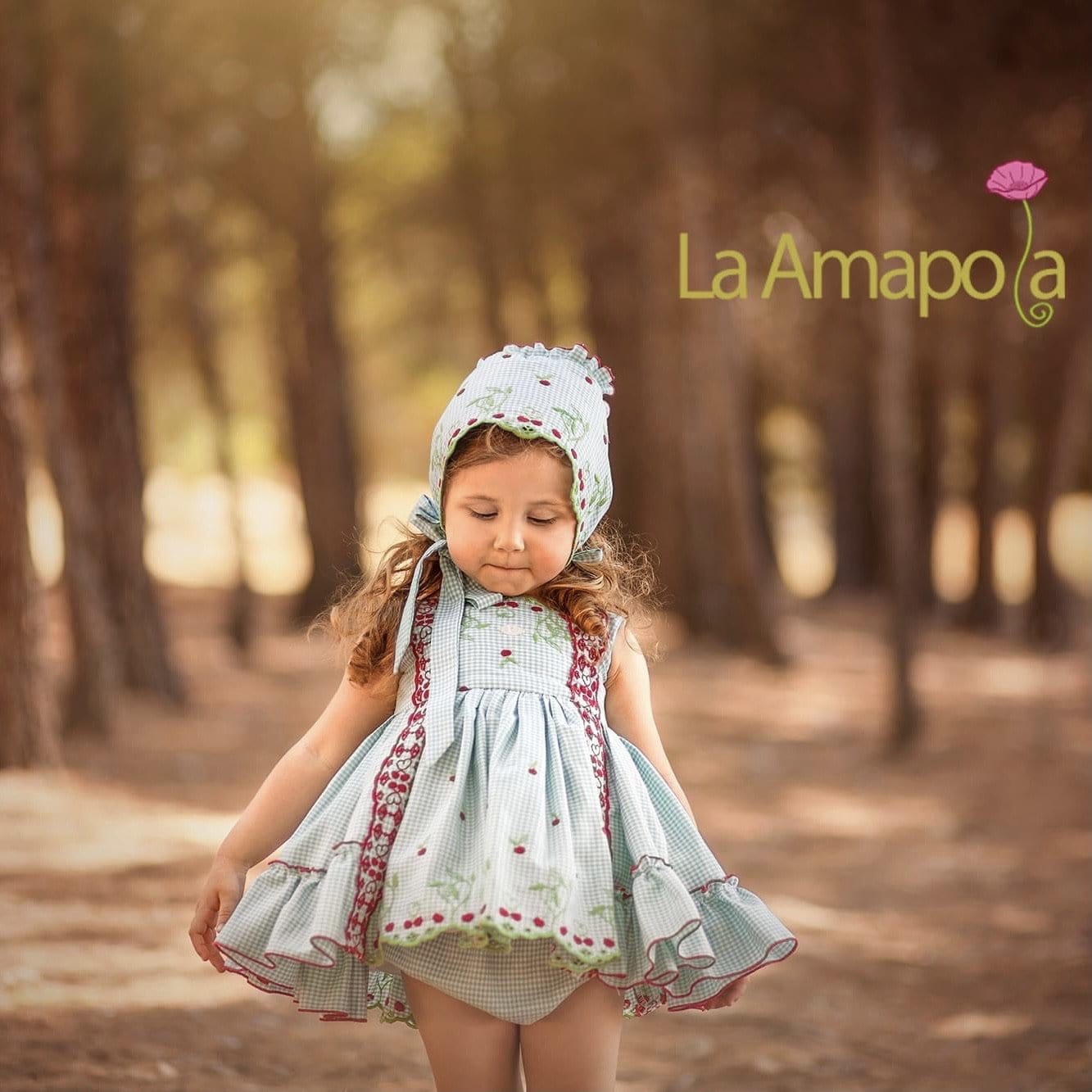 LA AMAPOLA  - Baby Cherry Dress - Green