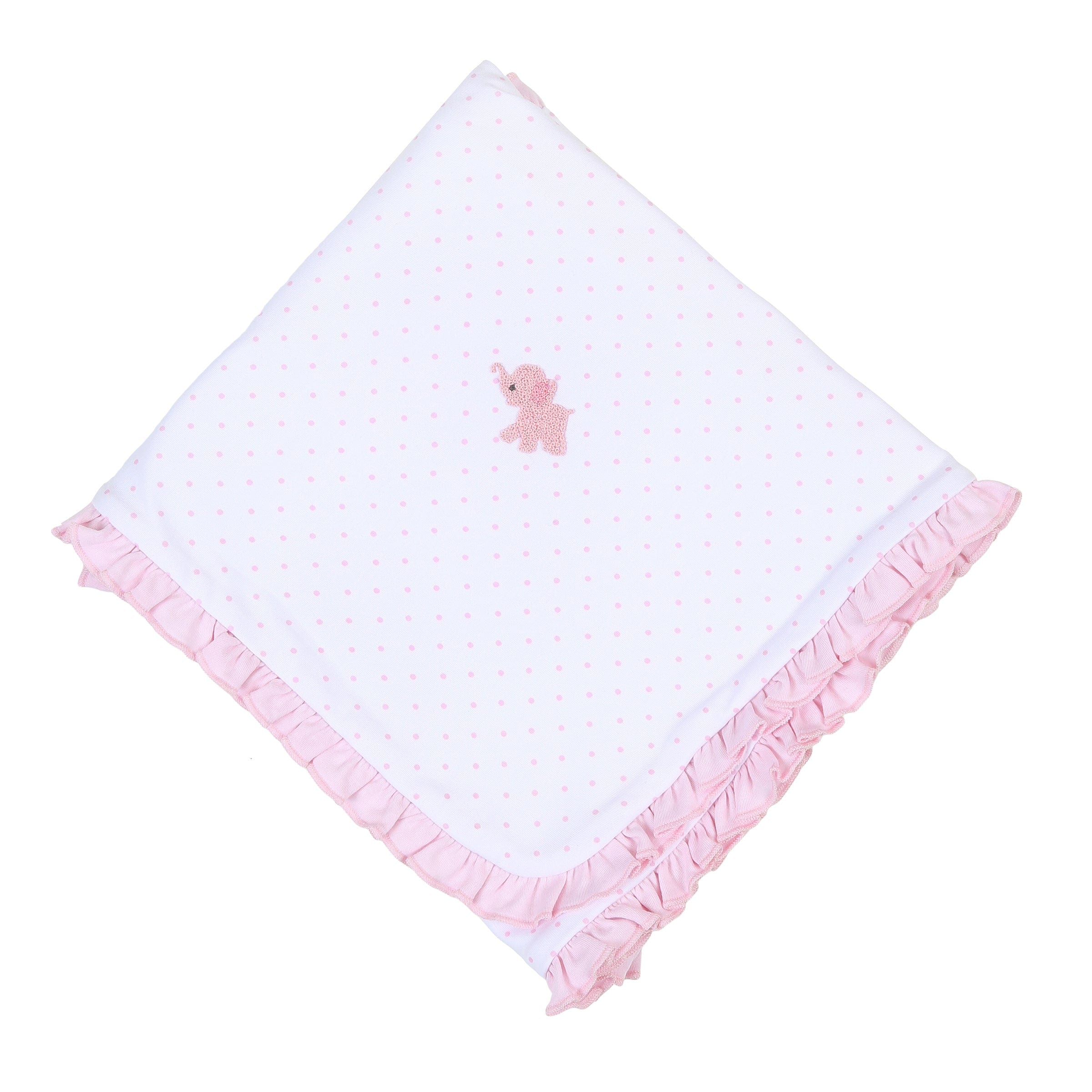 MAGNOLIA BABY - Tiny Elephant Receiving Blanket - Pink