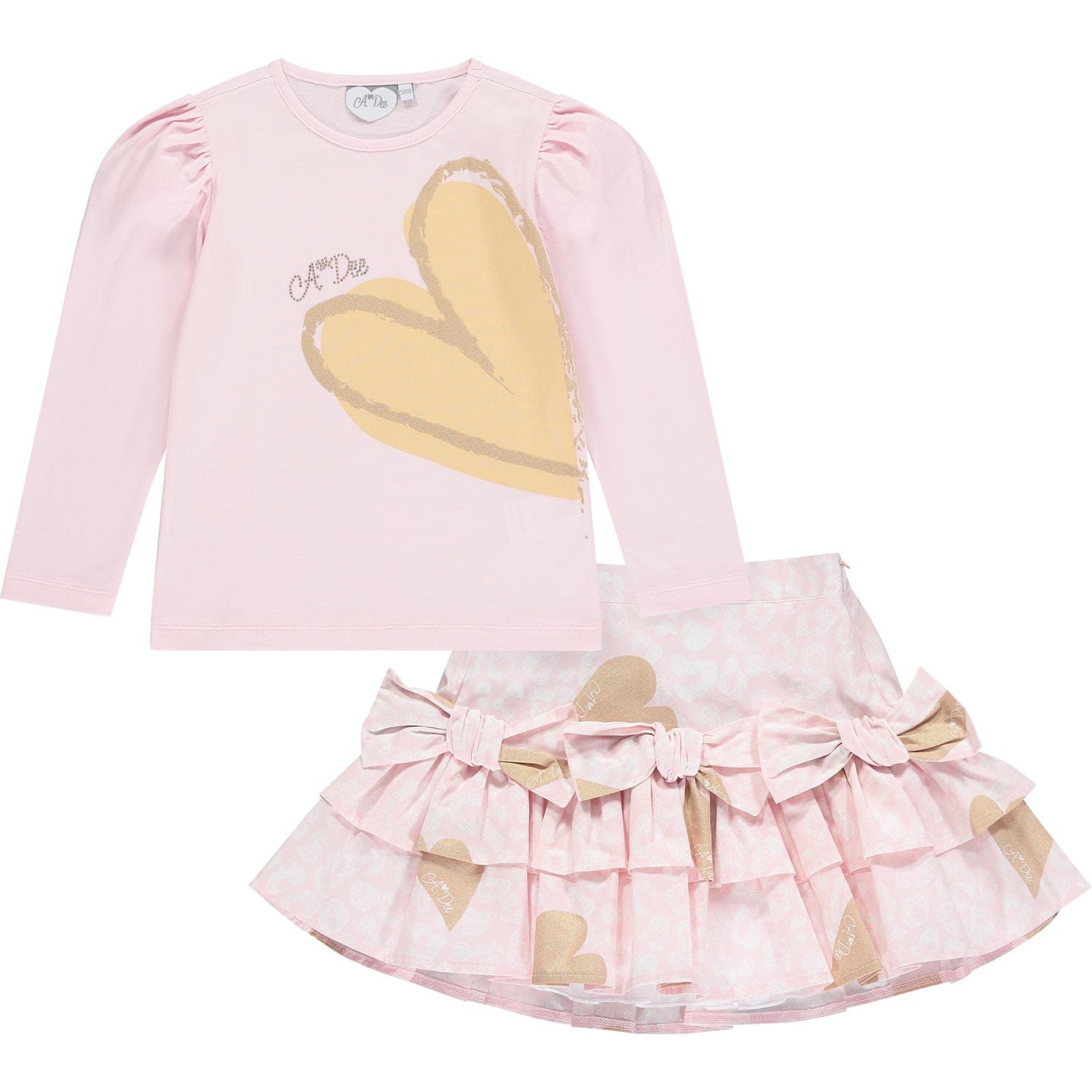 A DEE - Pearl Heart Skirt Set - Pale Pink