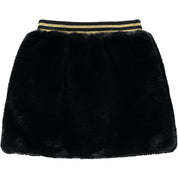 A DEE - Leopard Faux Fur Skirt Set - Black