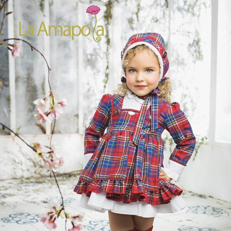 LA AMAPOLA - Chelsea Baby Dress & Bonnet - Red