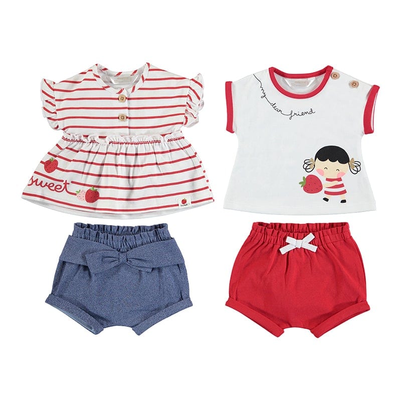 MAYORAL - Strawberry Two Pack Short Sets  - Red