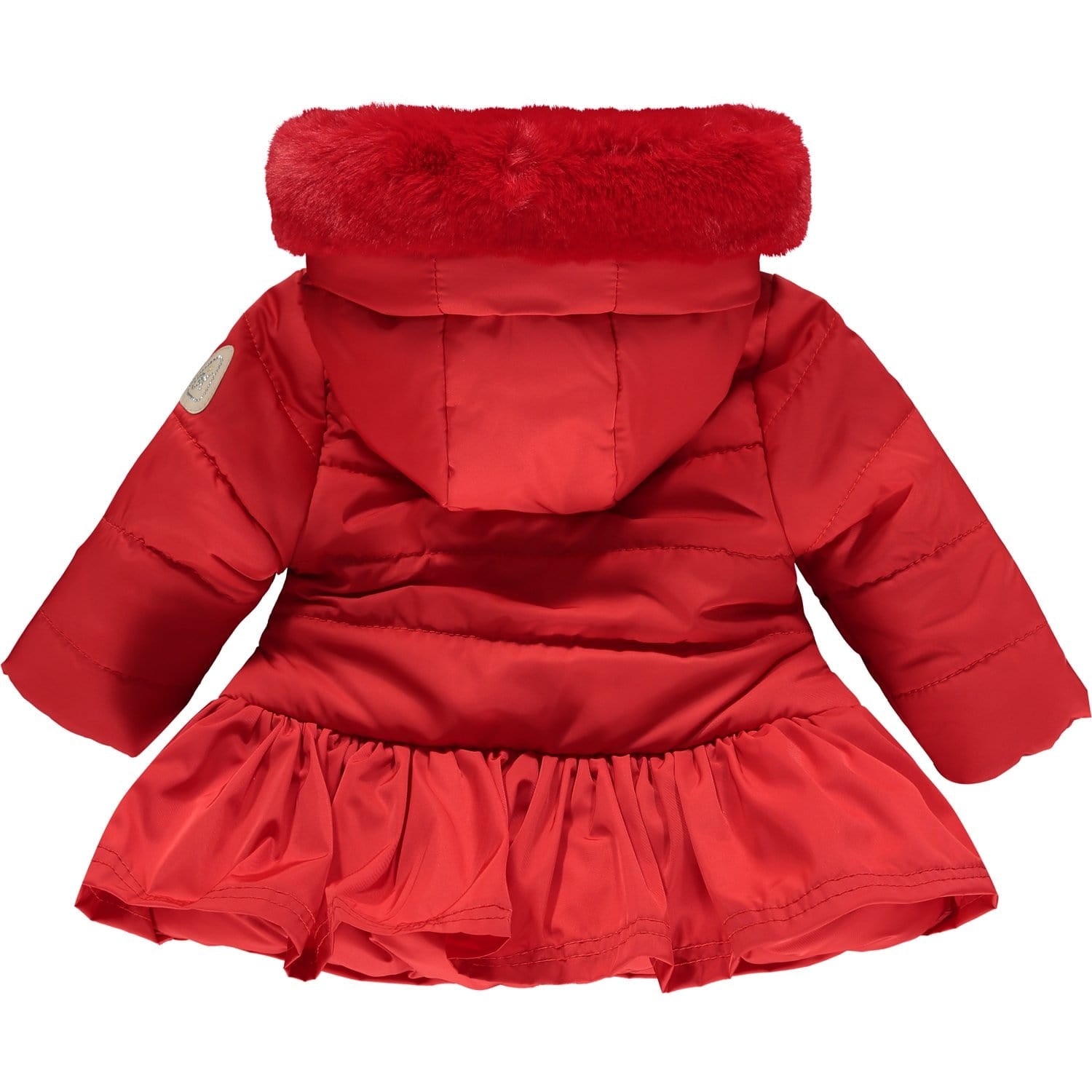 LITTLE A - Bow Faux Fur Trim Jacket - Red