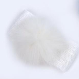 Bimbalo - Pom Pom Fur Knit Hairband  - Cream