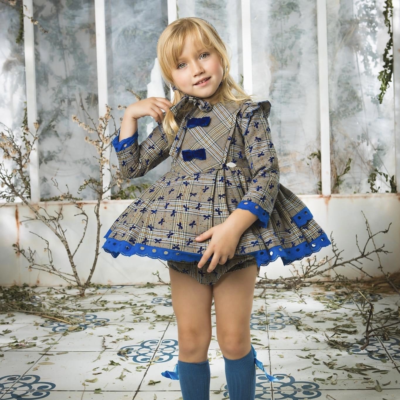 LA AMAPOLA - Bows Baby Dress - Blue