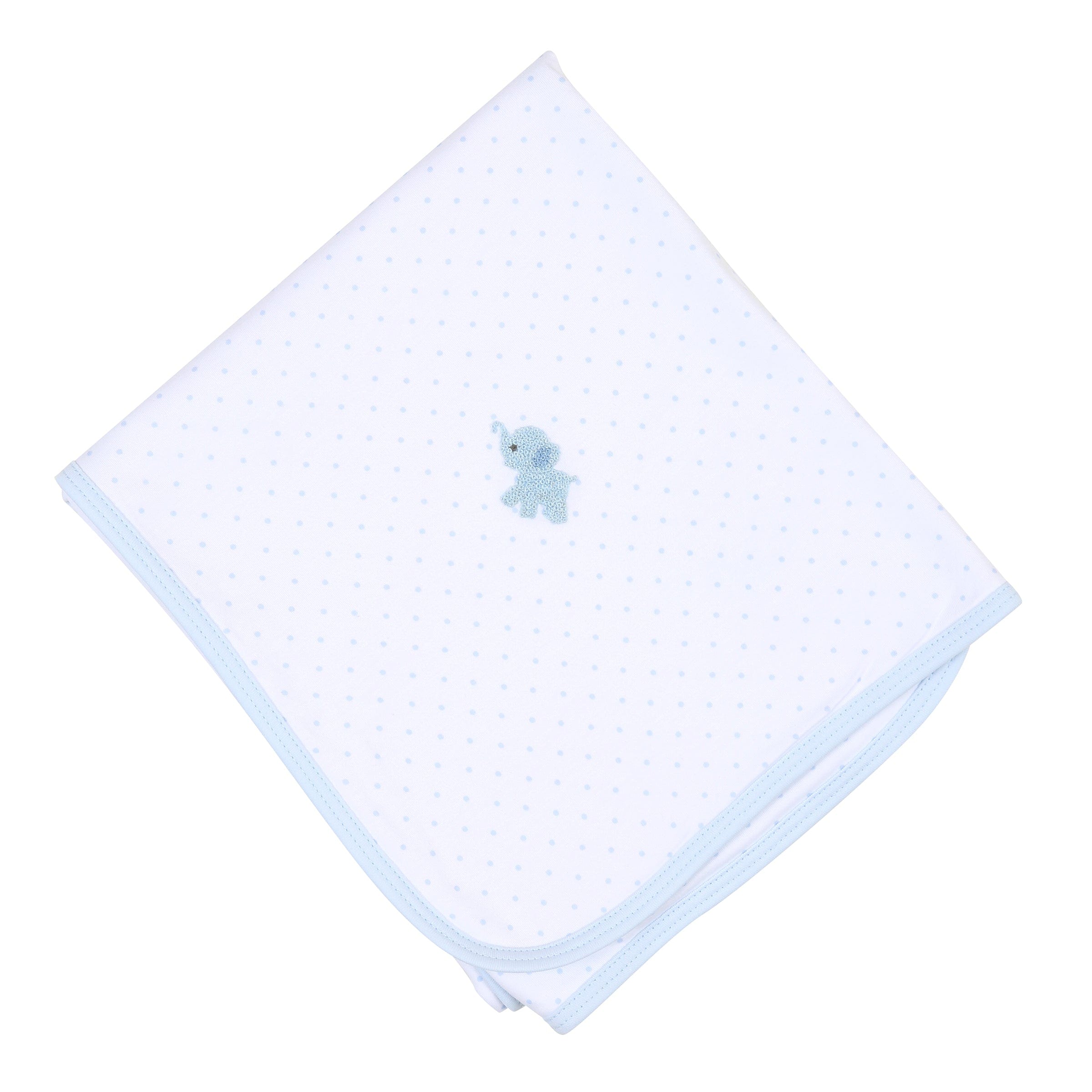 MAGNOLIA BABY - Tiny Elephant Receiving Blanket - Blue