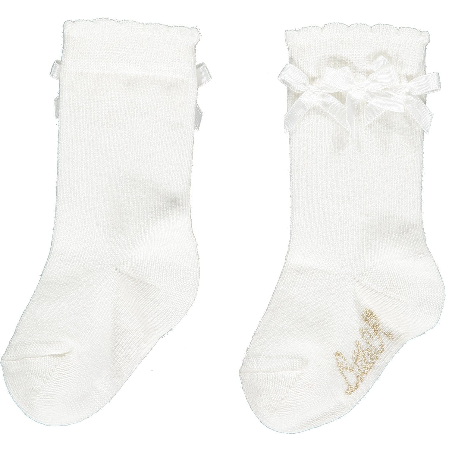 LITTLE A - Frill Knee High Socks - White