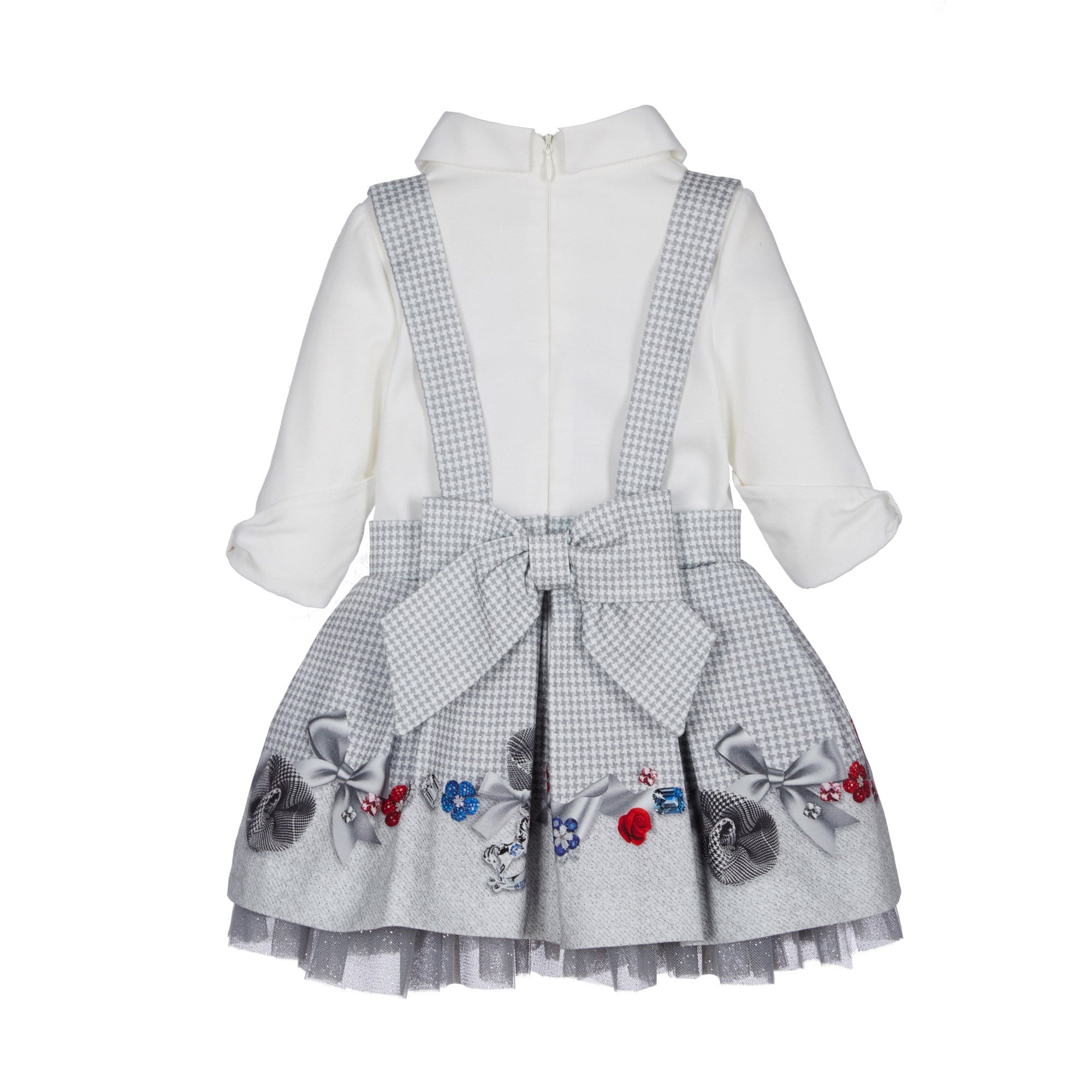 LAPIN HOUSE - Dog Tooth Pinafore With Blouse - Grey