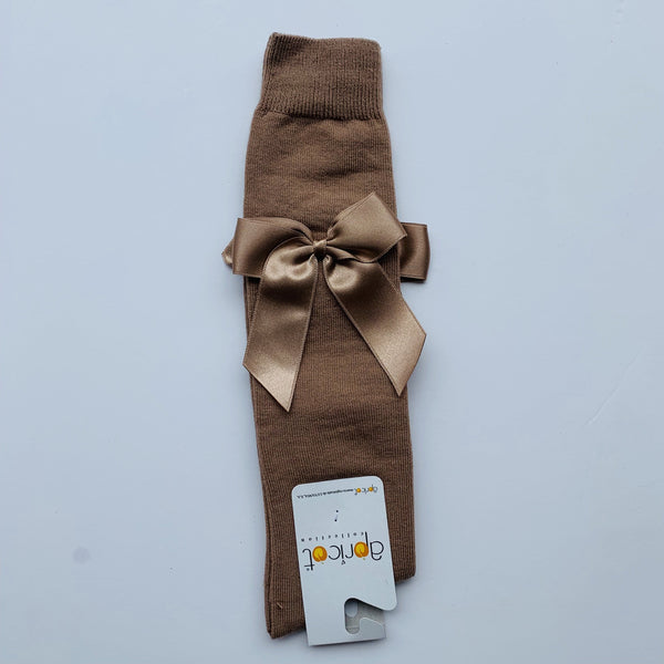 APRICOT - Over Knee High Bow Sock - Light Brown
