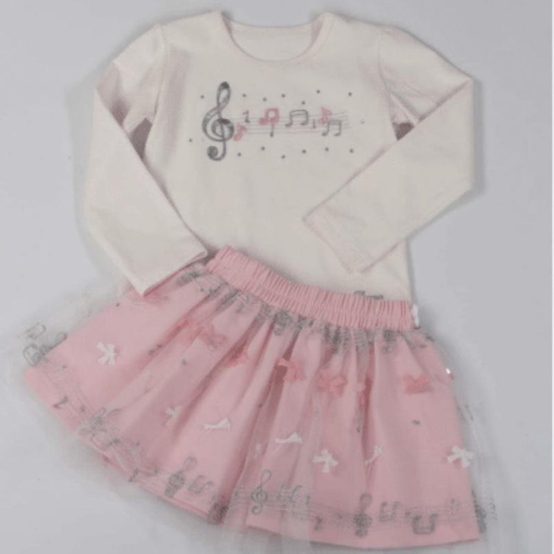 Daga - Musical Two Piece Skirt Set - Pink