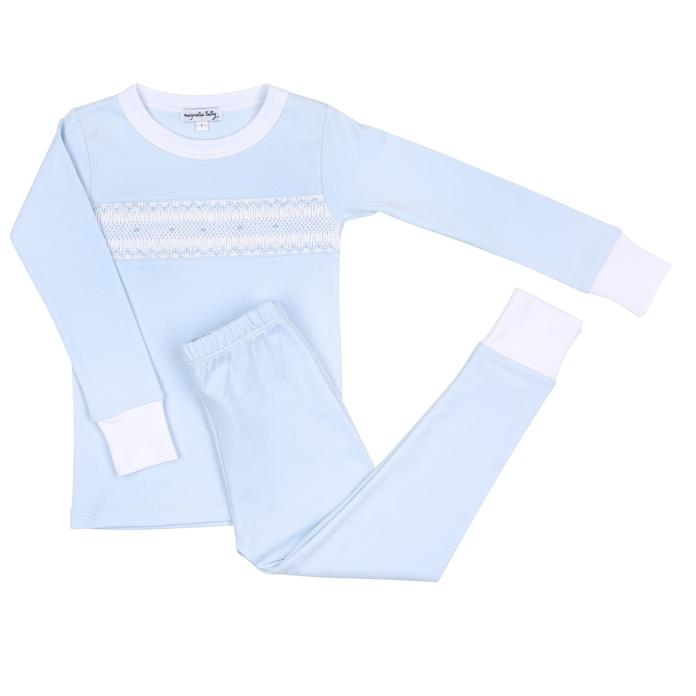 MAGNOLIA BABY - Kate & Luke Smocked Pyjamas - Blue