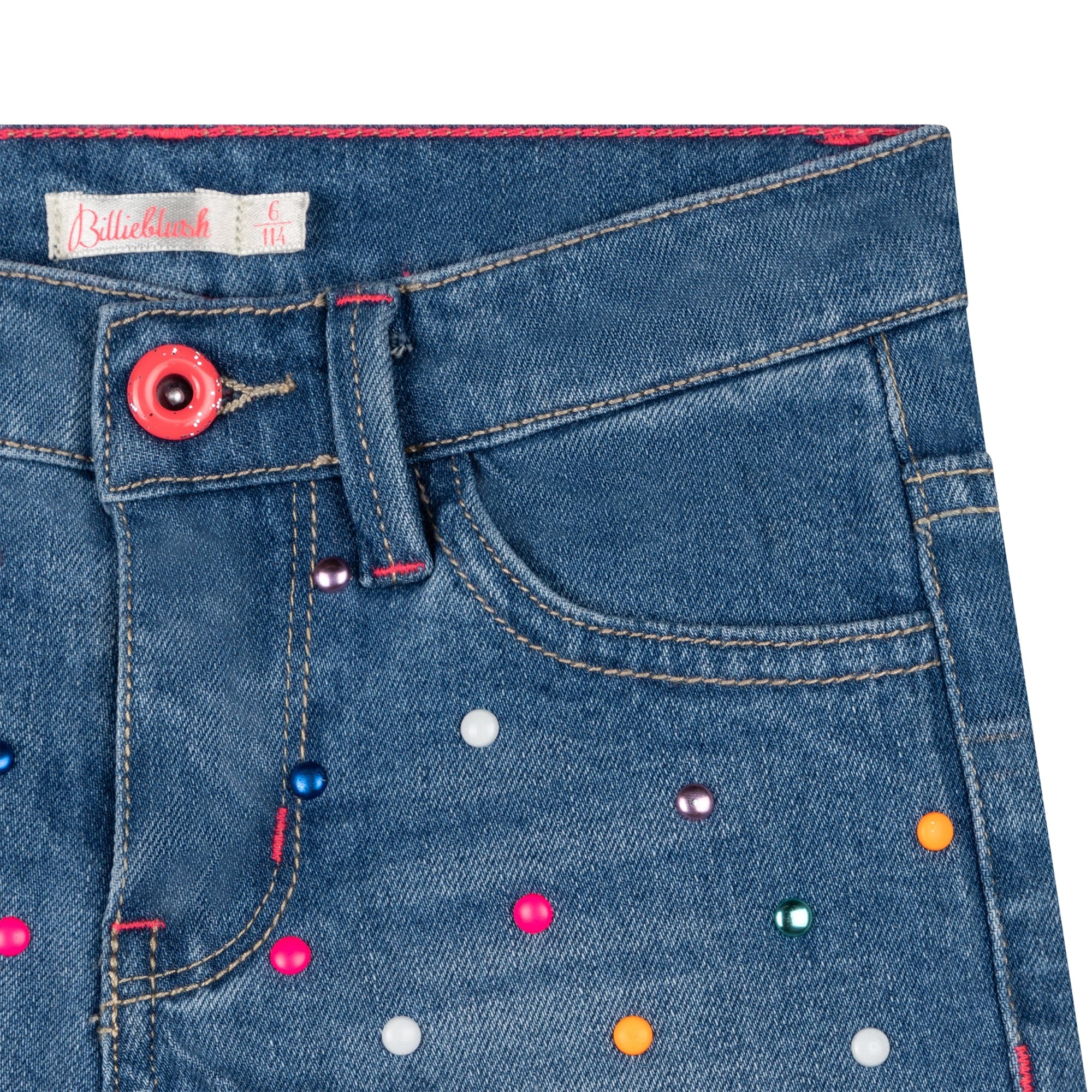 BILLIEBLUSH - Blouse & Dot Denim Short Set - Blue