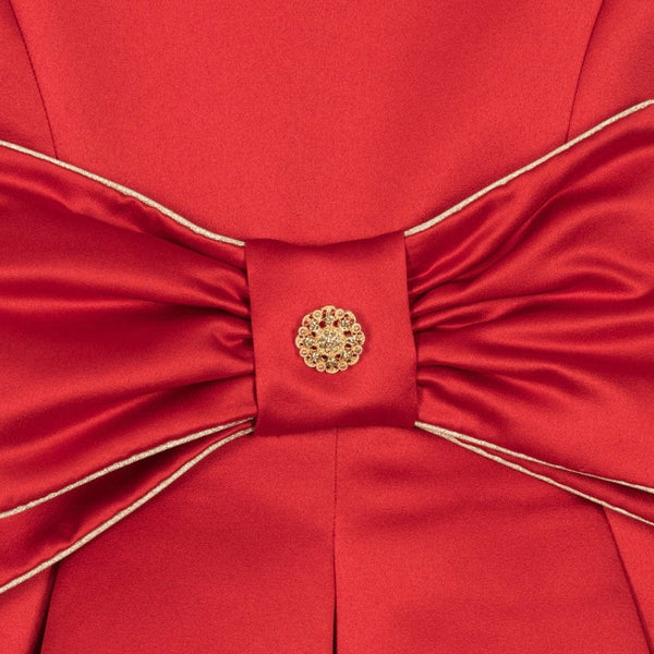 PATACHOU - Satin Bow Party Dress - Red