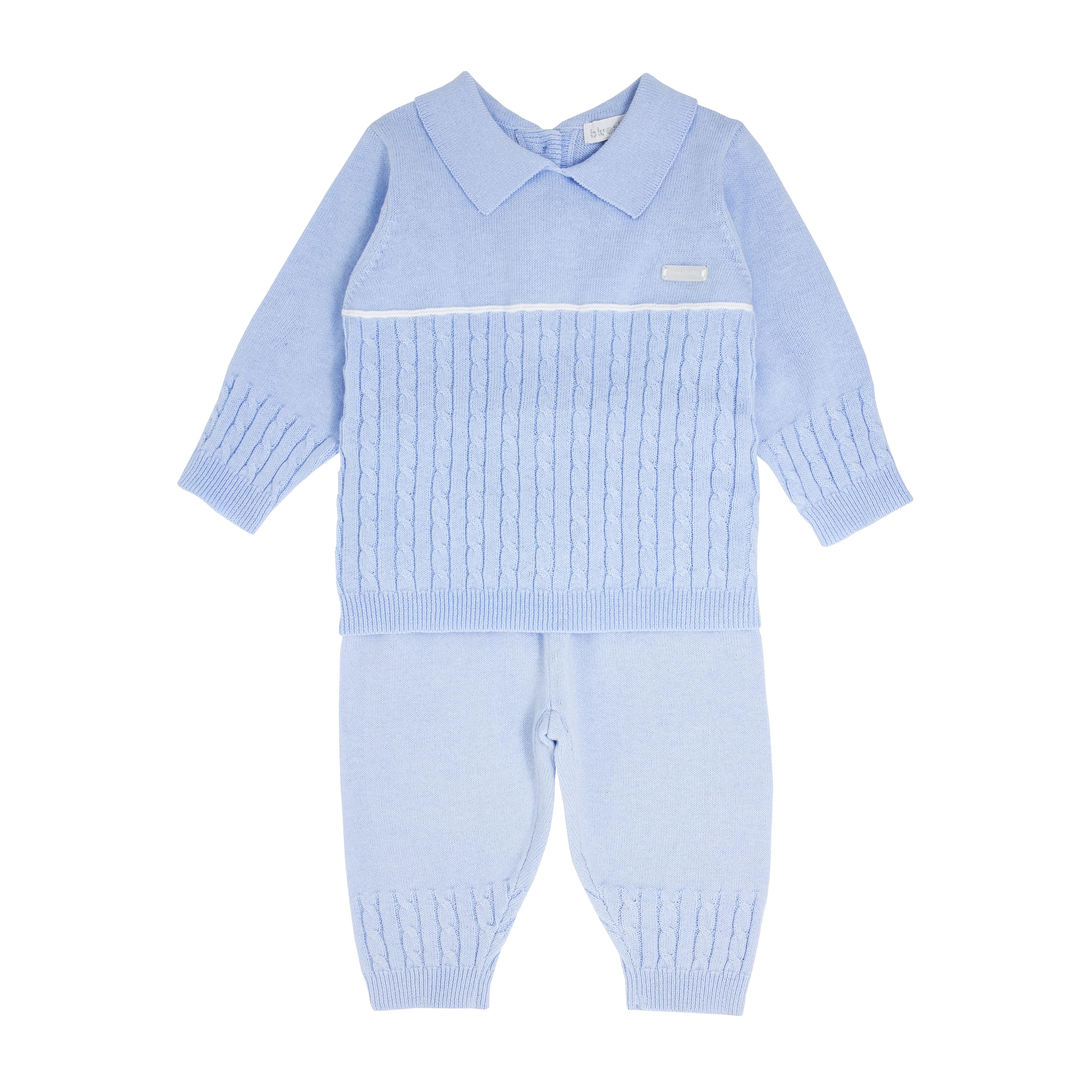 BLUES BABY -  Knit Cable & Rib Two Piece - Blue