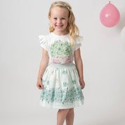 CARAMELO KIDS - Diamanté Flower Box Skirt Set - Mint