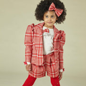 A DEE - Morgan Check Blazer With Diamante Teddy - Red